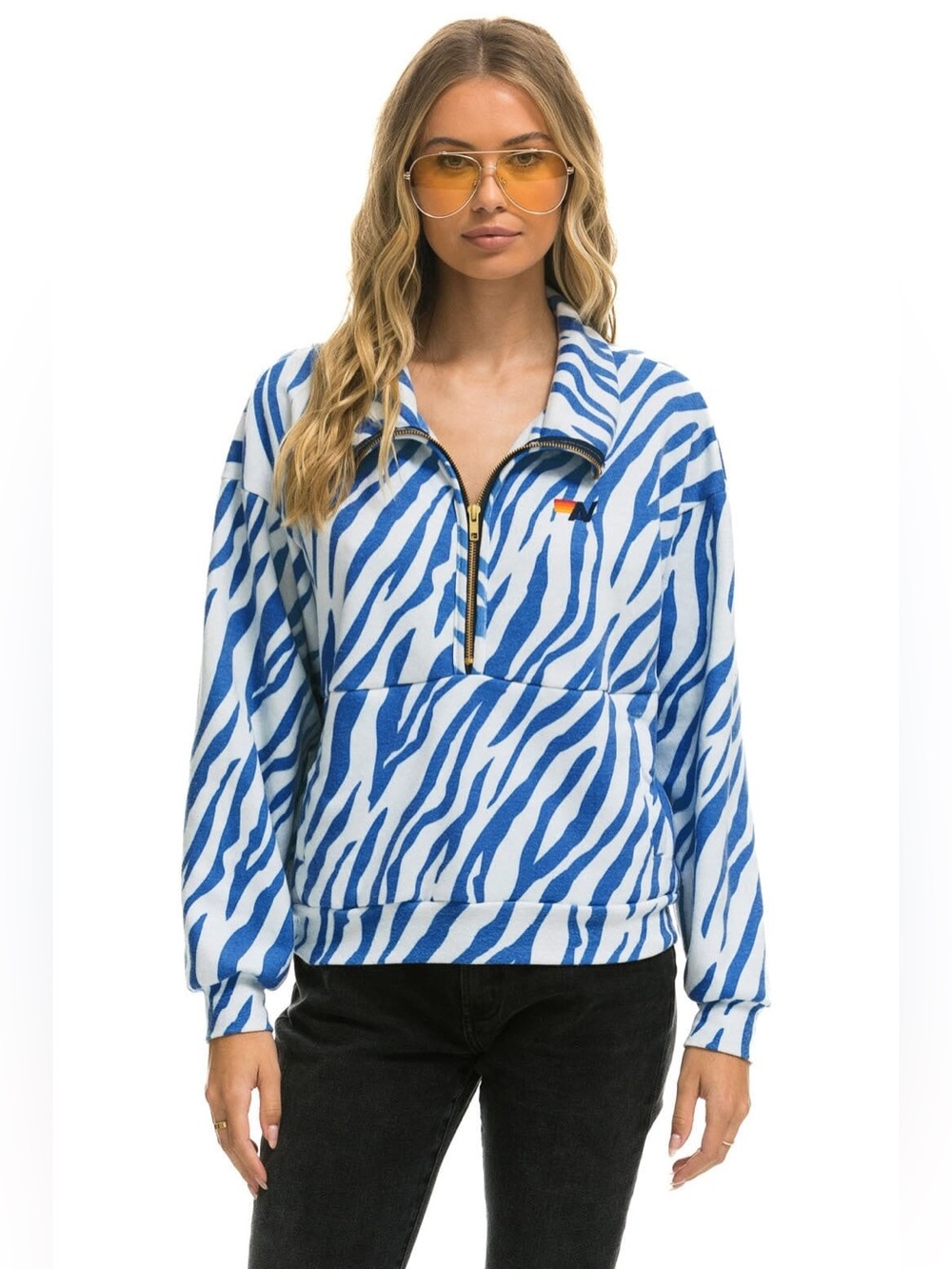Aviator Nation unisex Tiger Fleece Half Zip Jacket